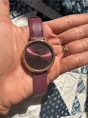 Nixon Burgundy Leather Strap Watch